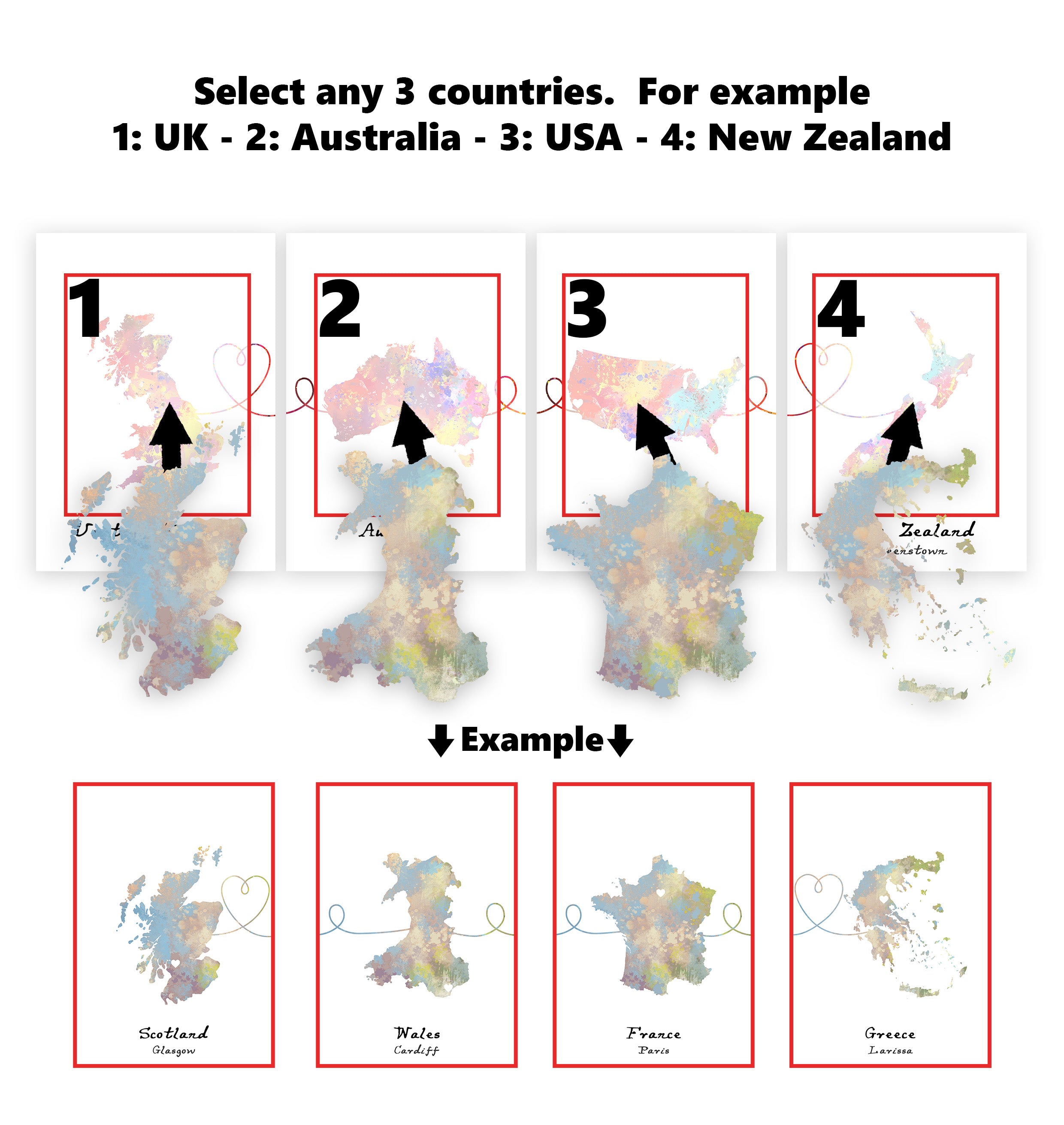Personalised Four Location Prints