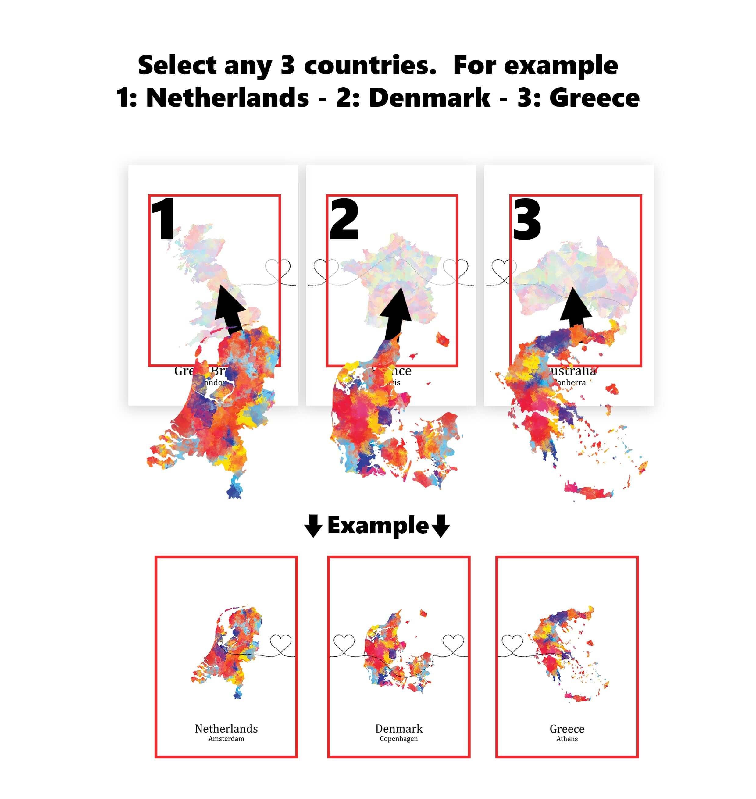 Personalised Three Location Prints 2.0 - Custom Line