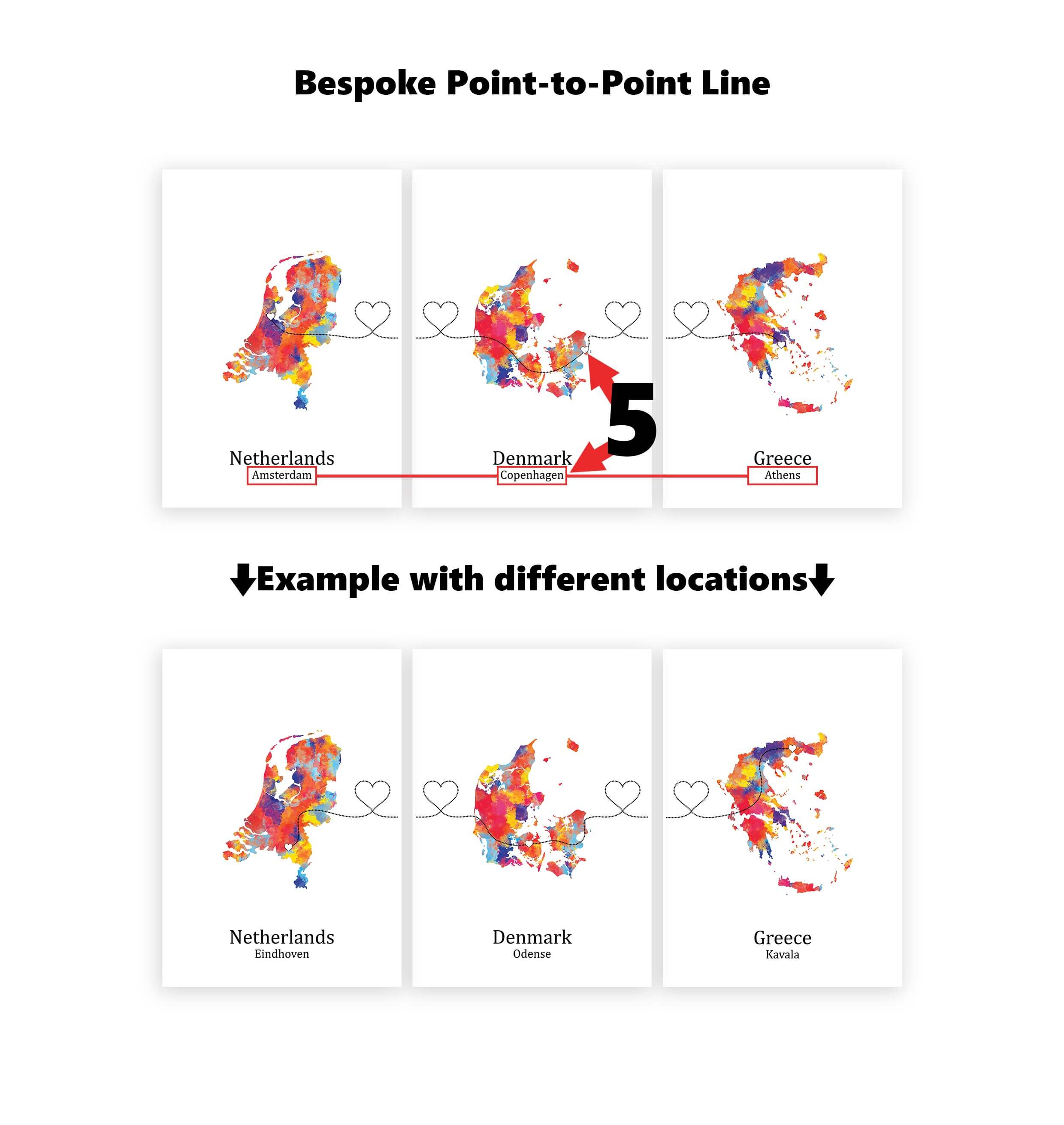 Personalised Three Location Prints 2.0 - Custom Line (Digital File Only)