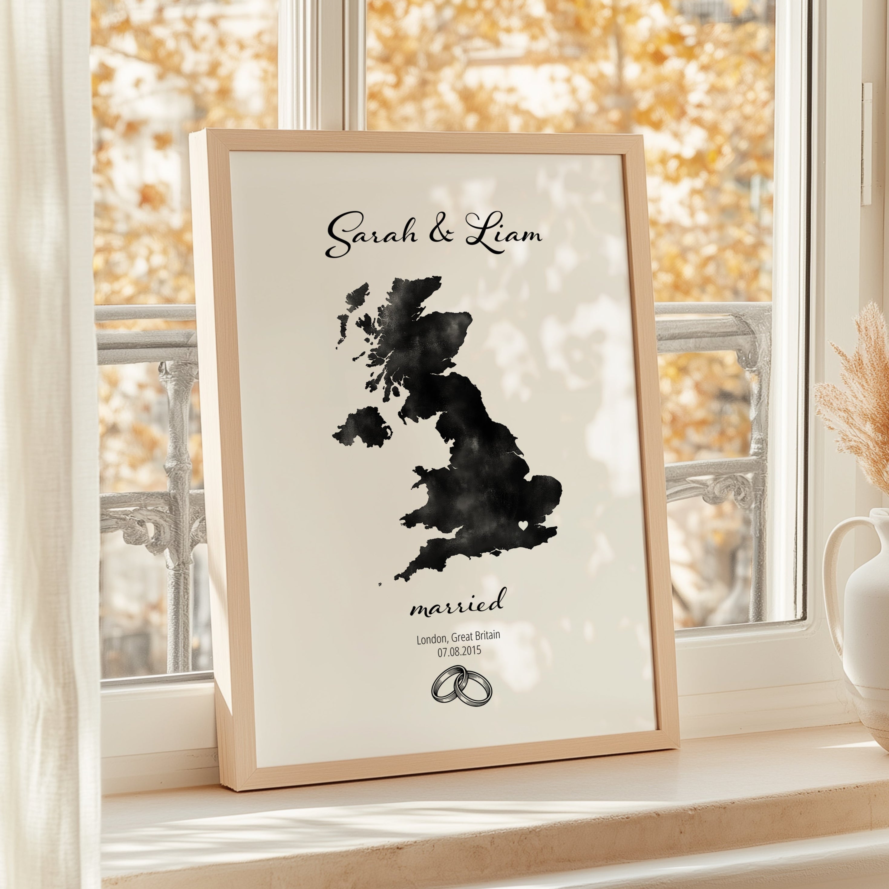 Personalized Married Map Print - Any Country - Poster - Available In 8 Different Colours