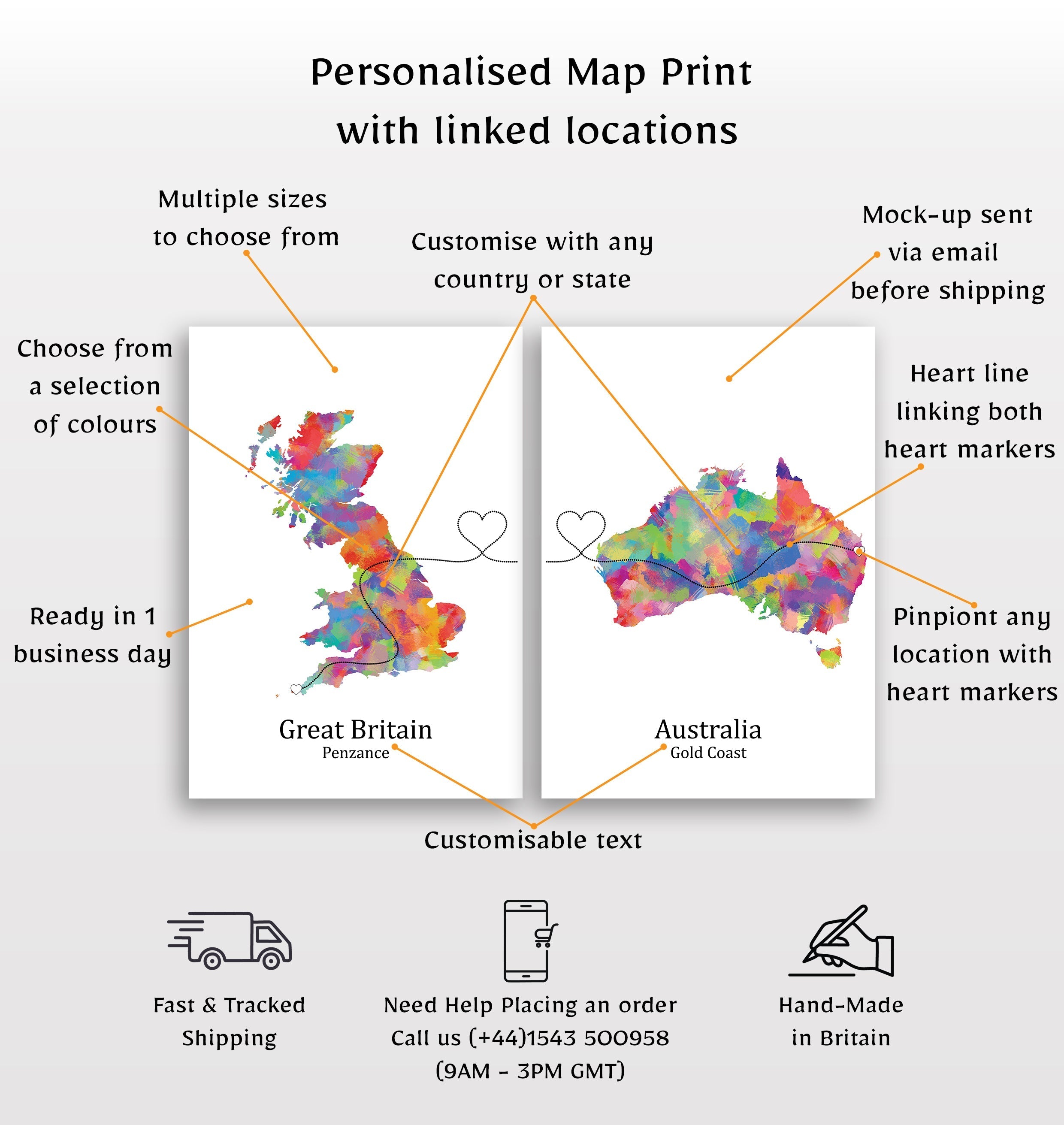 Personalised two location Prints 2.0 - Custom Line (Digital File Only)