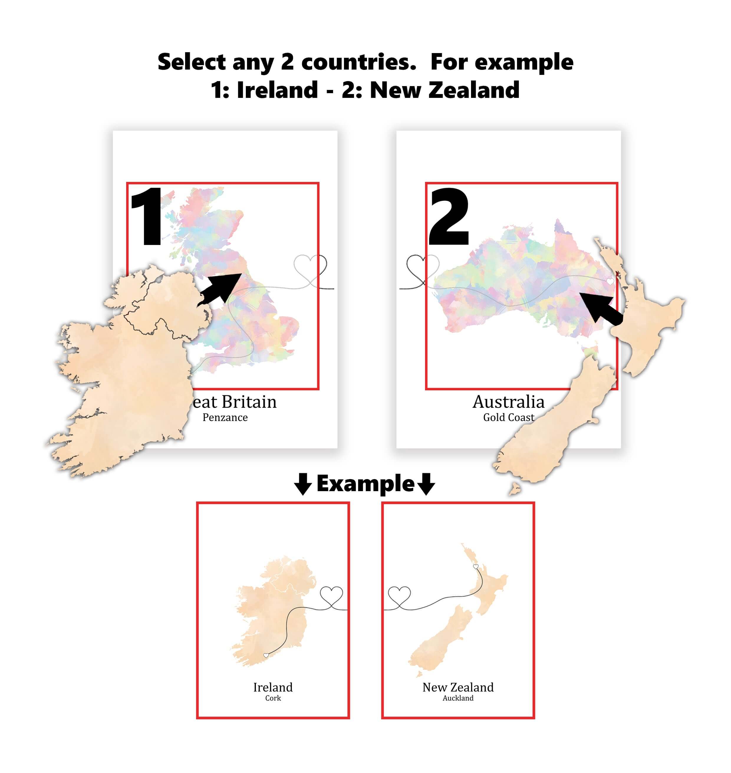 Personalised two location Prints 2.0 - Custom Line (Digital File Only)