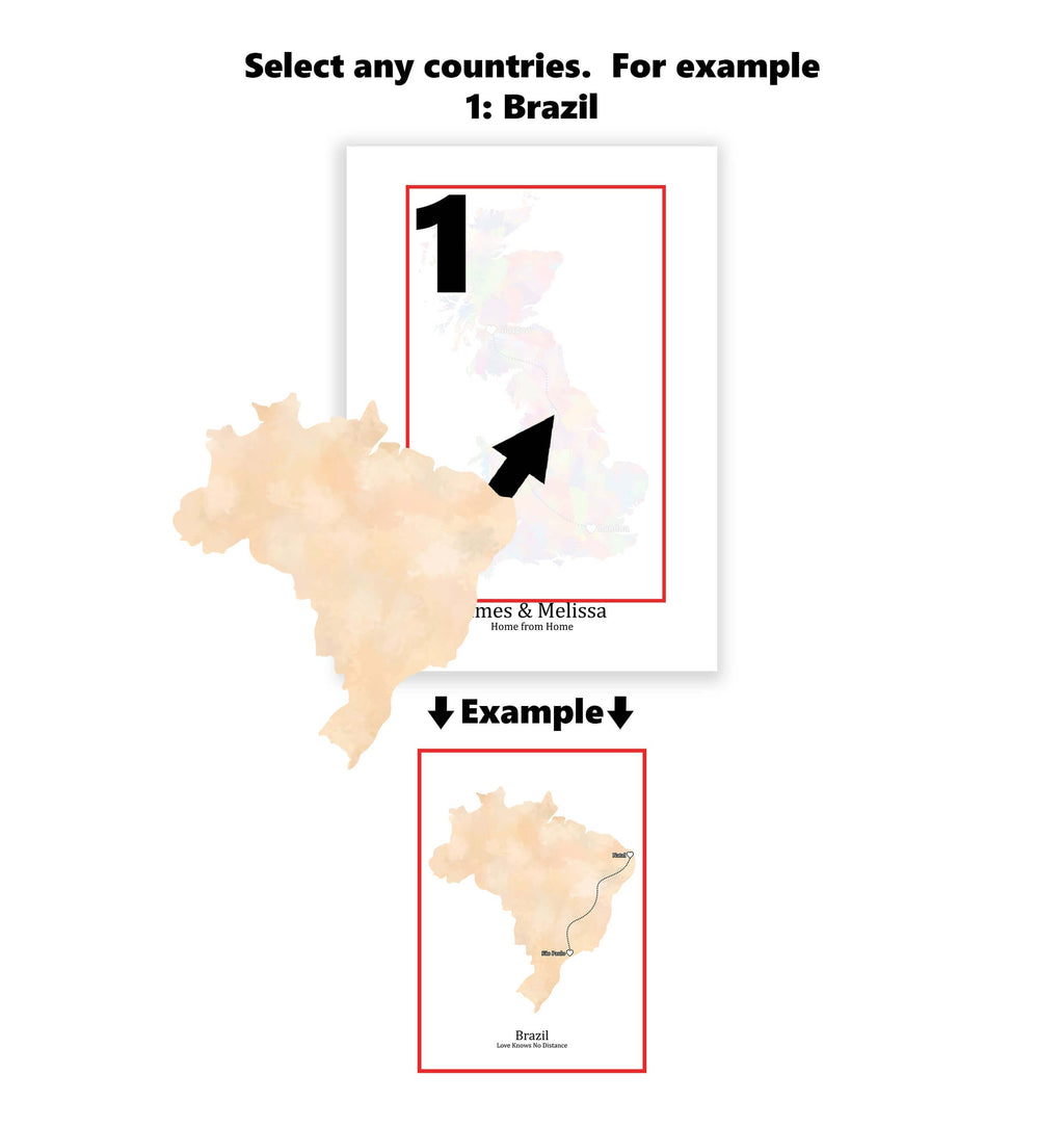 Personalised Portrait Two Location Print 2.0 - Custom Line