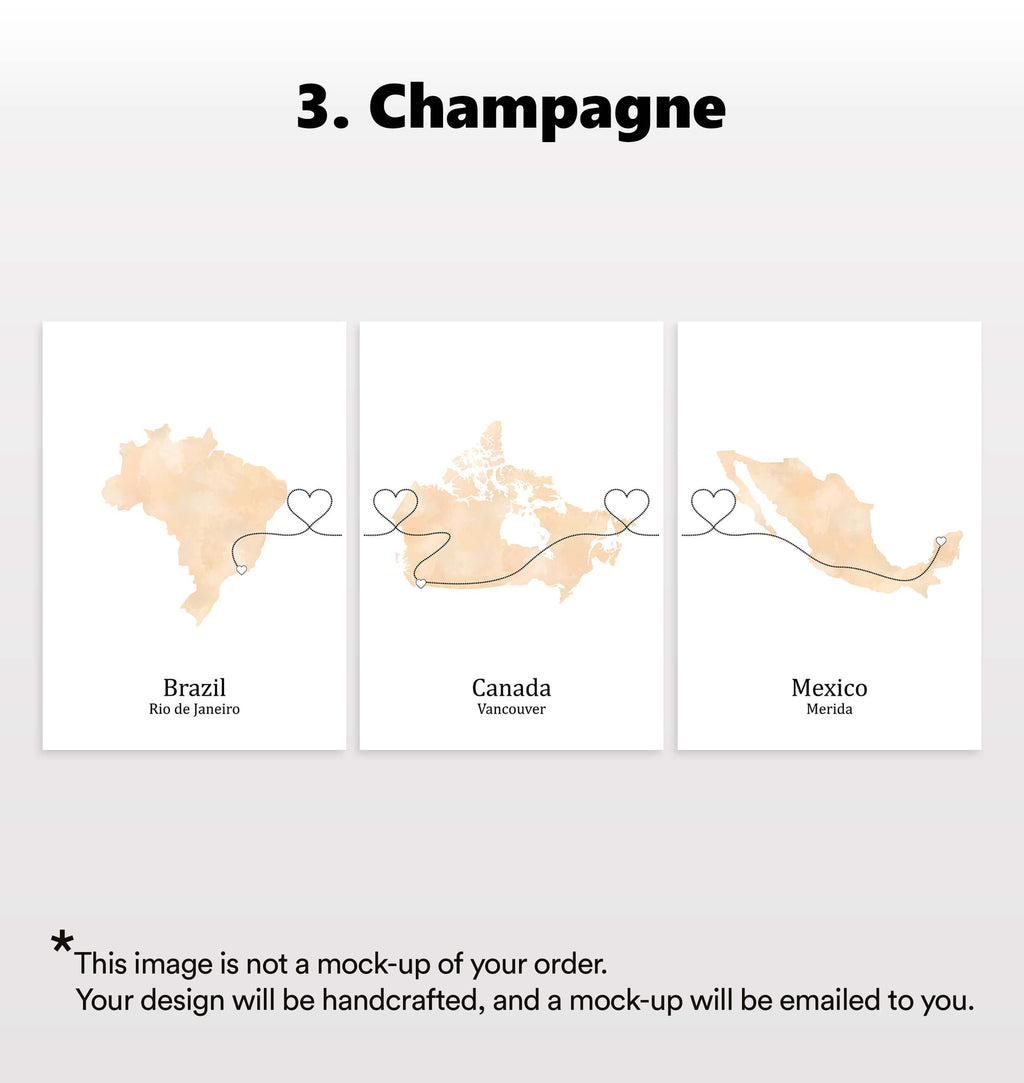 Personalised Three Location Prints 2.0 - Custom Line (Digital File Only)