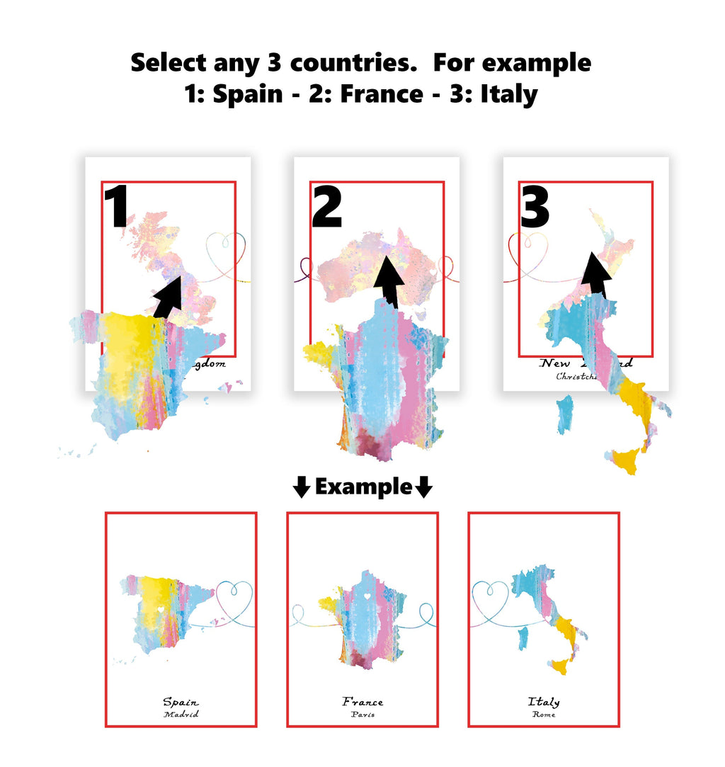 Personalised Three Location Prints