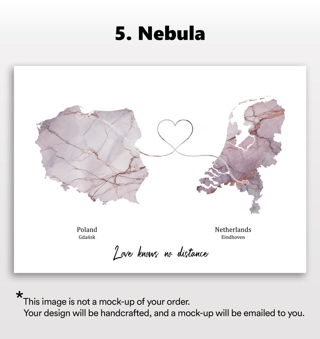 Personalised two location Print 2.0 - Marble Effect - Custom Line