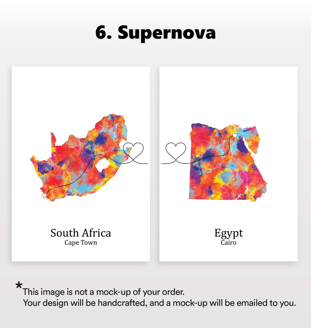 Personalised two location Prints 2.0 - Custom Line (Digital File Only)