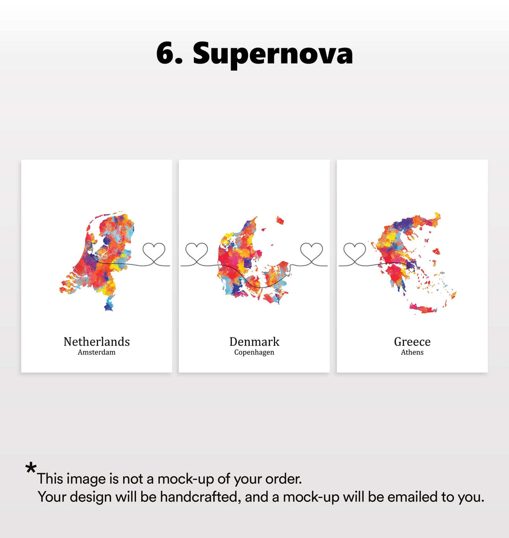 Personalised Three Location Prints 2.0 - Custom Line (Digital File Only)