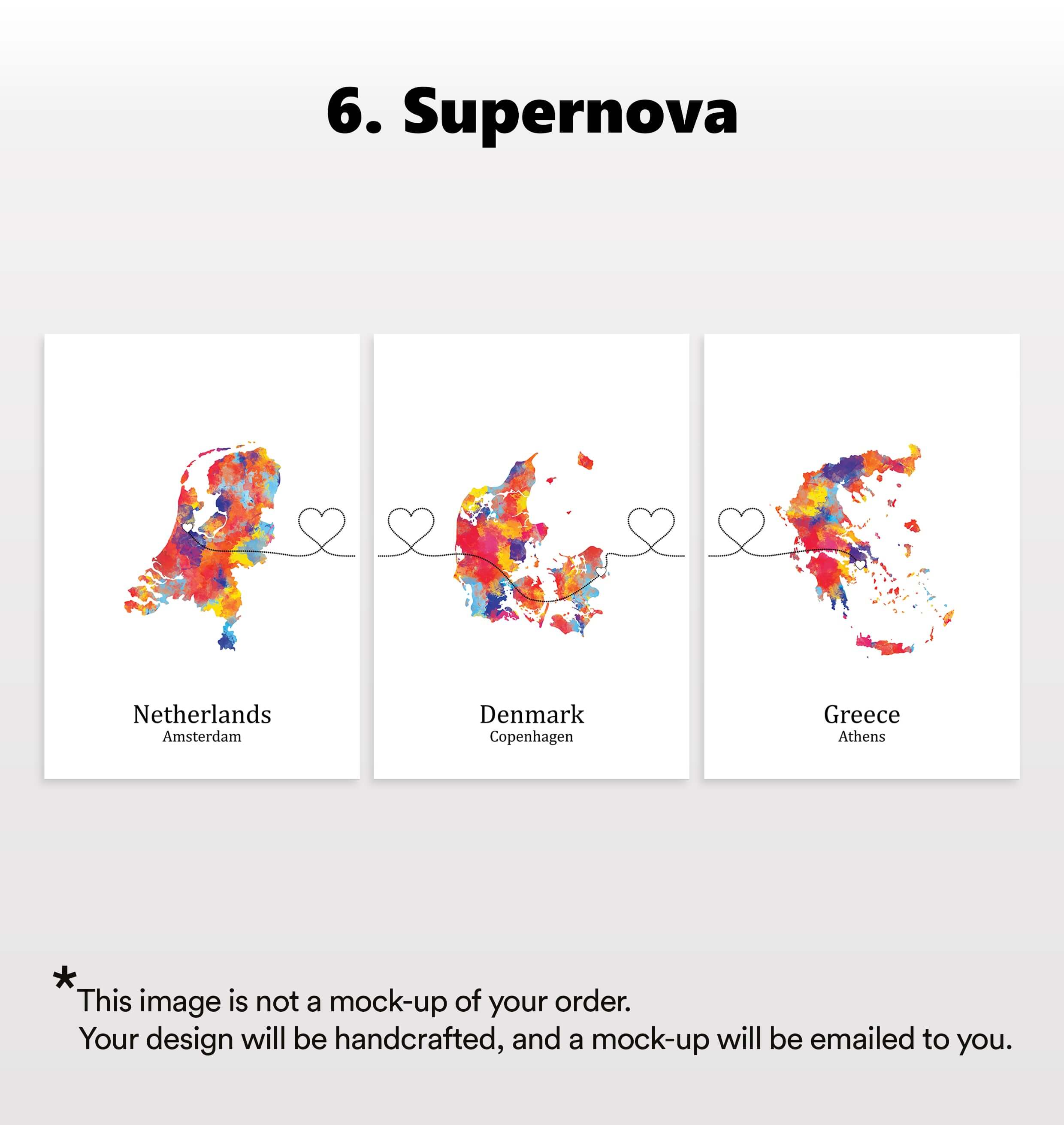 Personalised Three Location Prints 2.0 - Custom Line (Digital File Only)