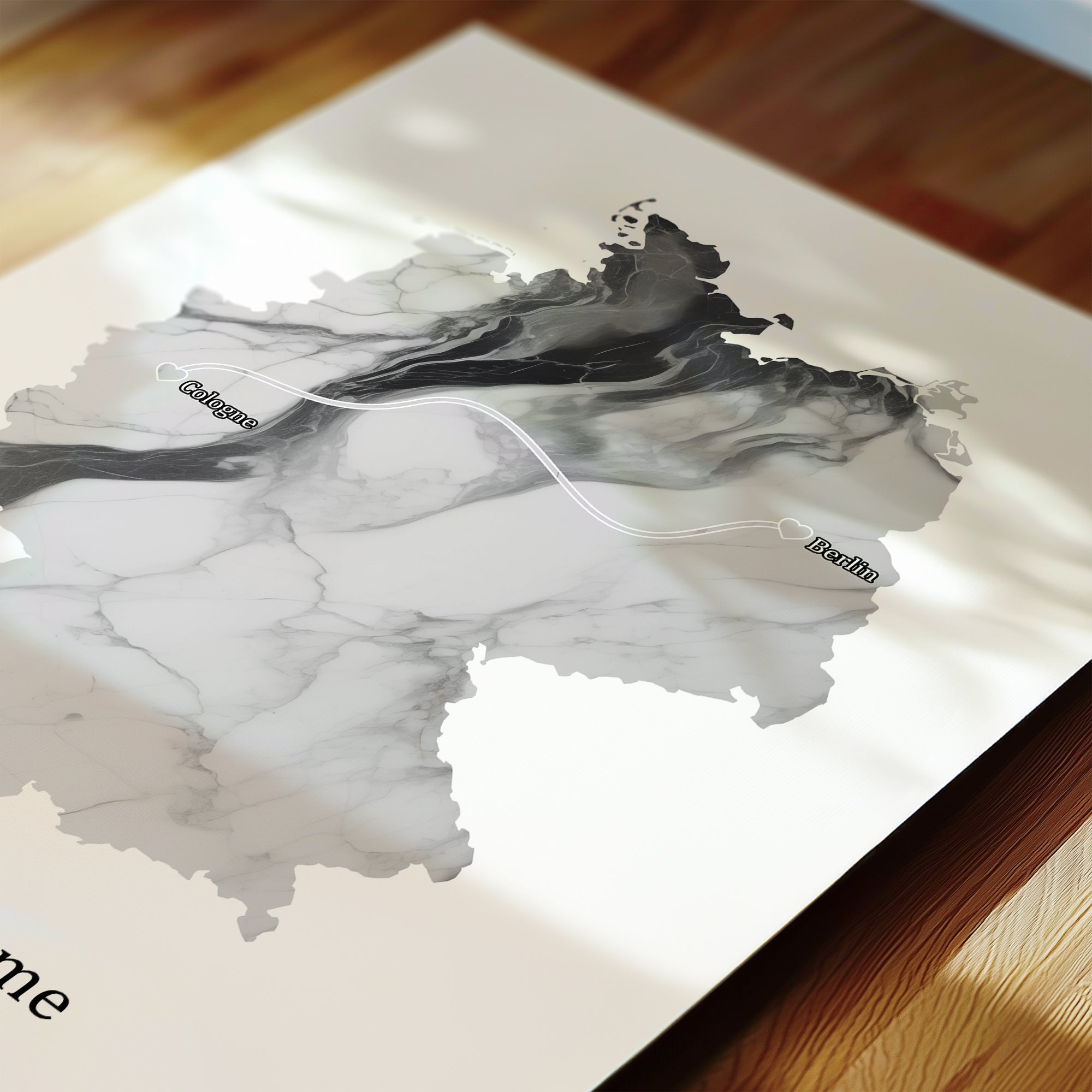 Personalized Light Marble Effect Map Print - Any Country