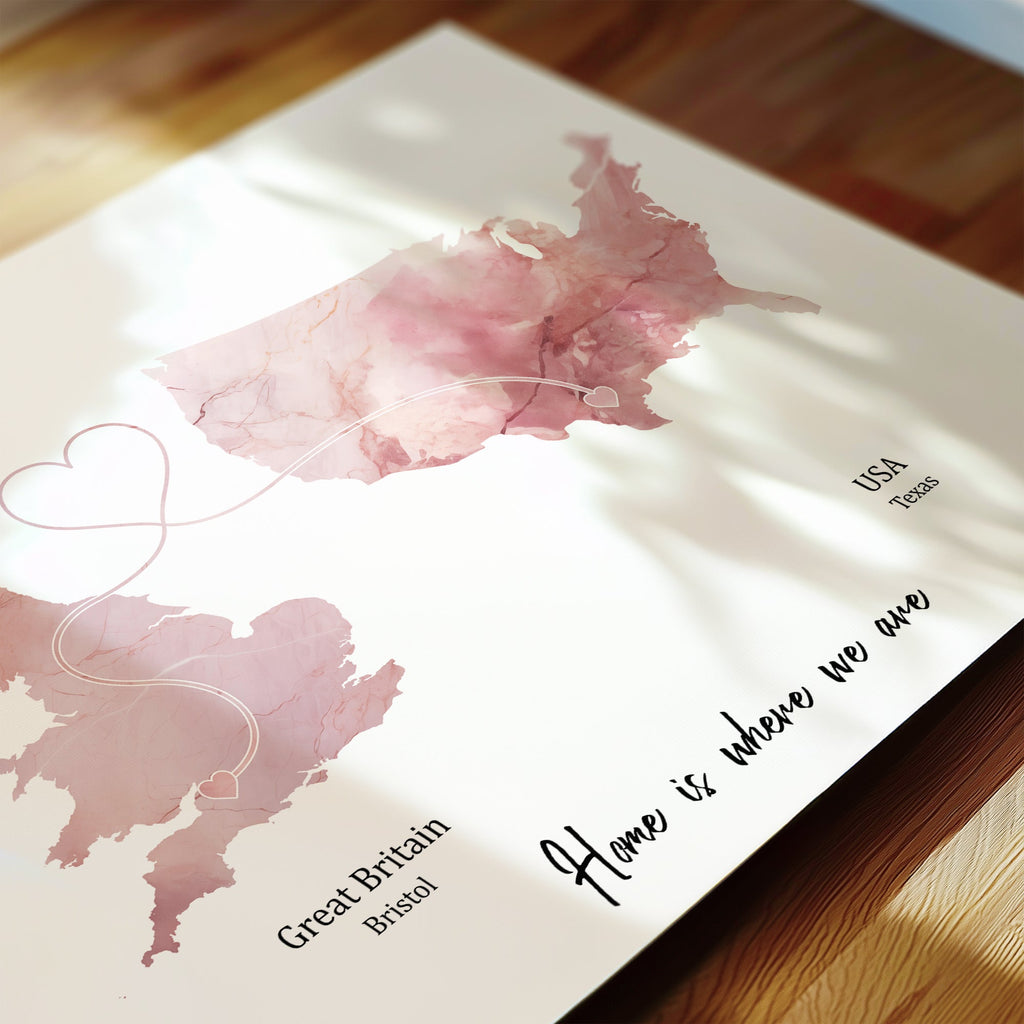 Personalised two location Print 2.0 - Marble Effect - Custom Line