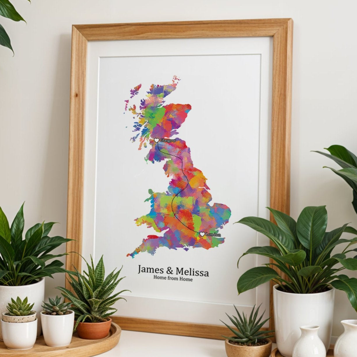 Personalised Portrait Two Location Print 2.0 - Custom Line