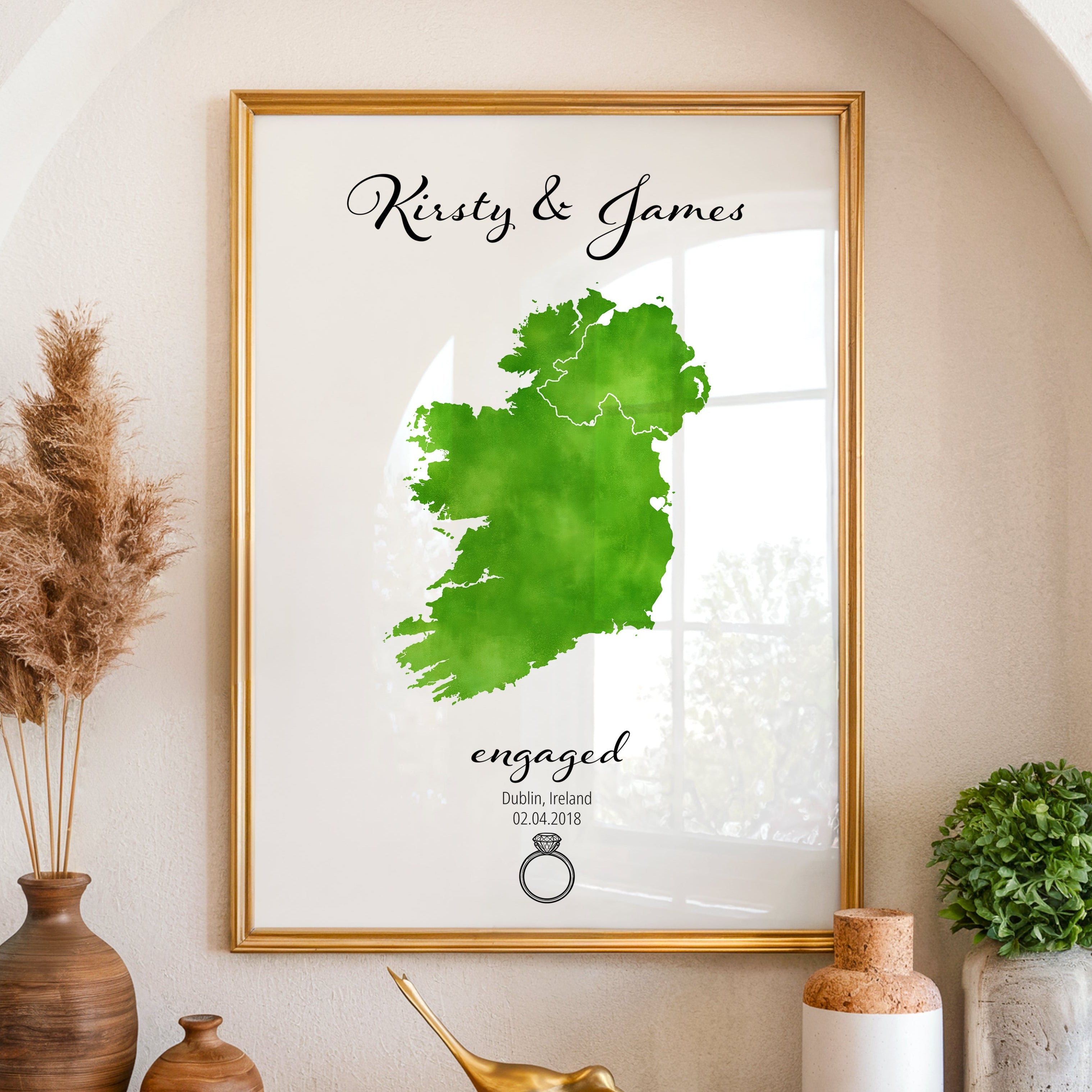Personalized Engagement Map Print - Any Country - Poster - Available In 8 Different Colours