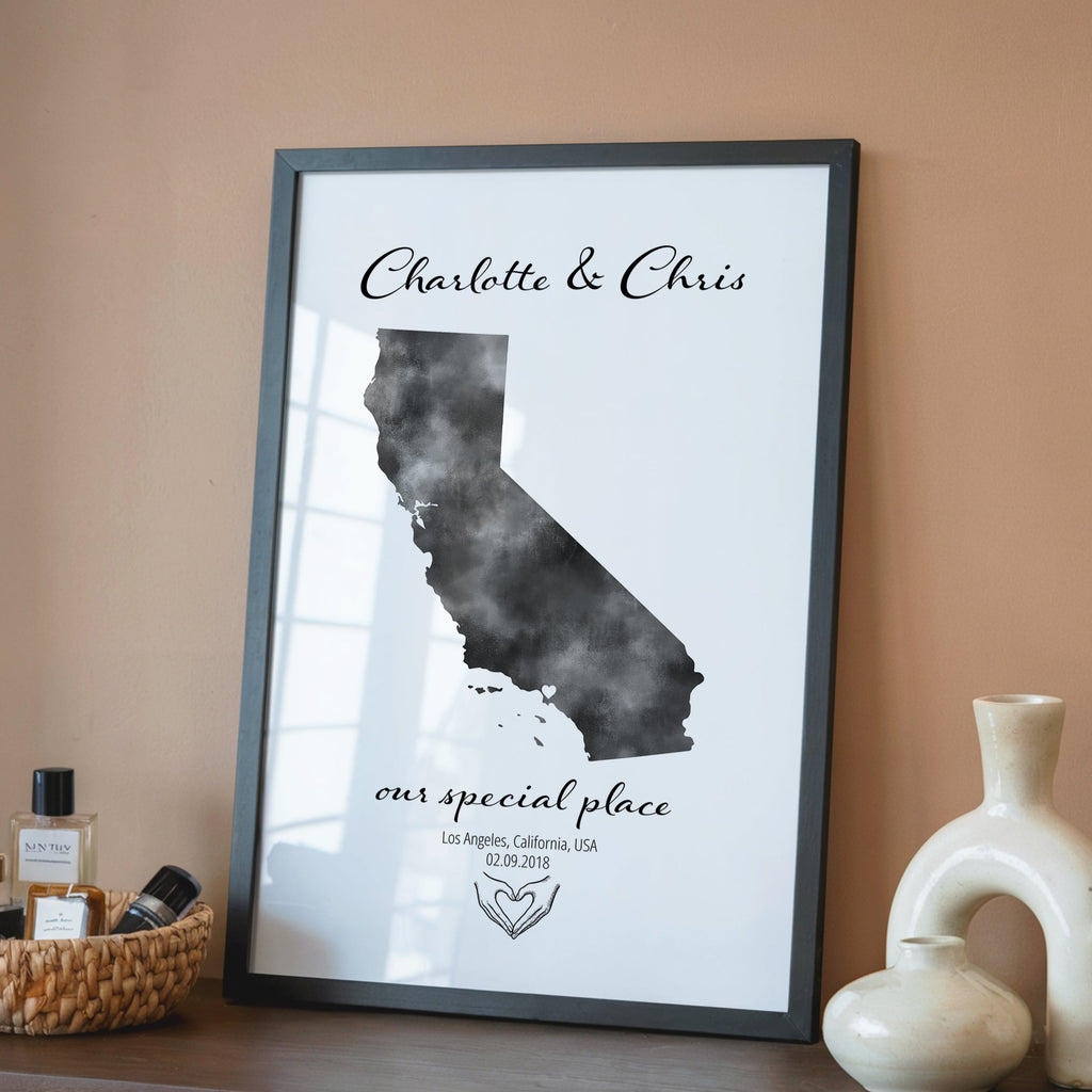 Personalized Where We Met Map Print - Any Country - Poster - Available In 8 Different Colours