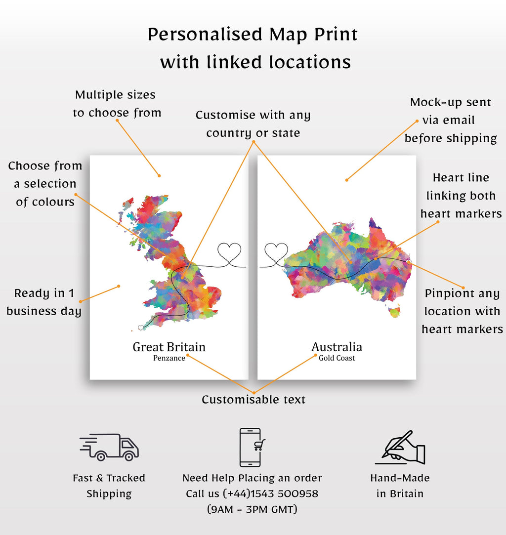 Personalised two location Prints 2.0 - Custom Line (Digital File Only)