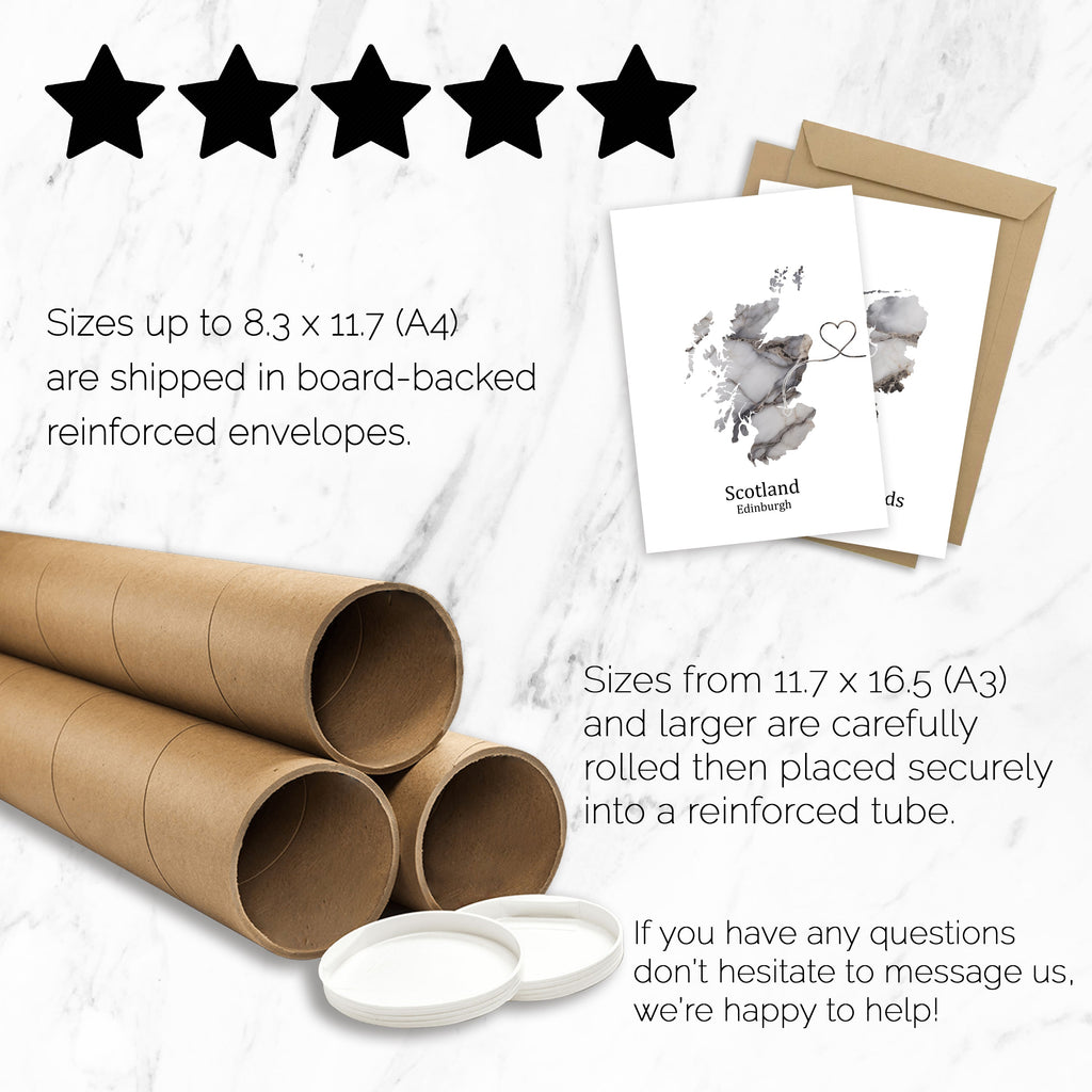 Personalised Dark Marble Effect Two Location Prints