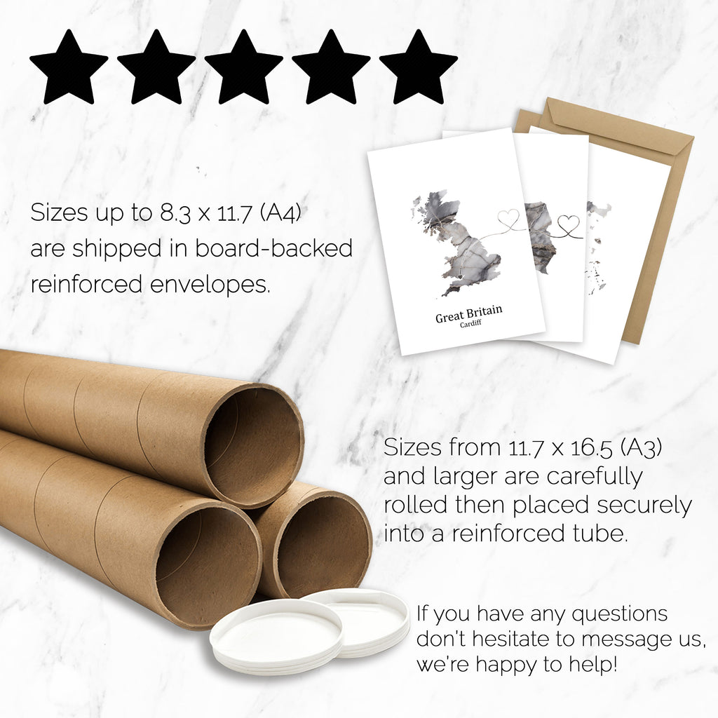 Personalised Dark Marble Effect Three Location Prints