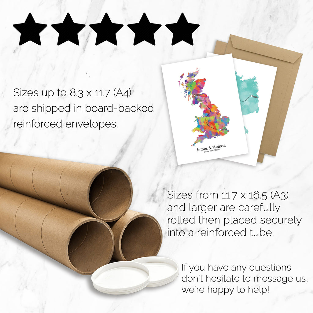 Personalised Portrait Two Location Print 2.0 - Custom Line